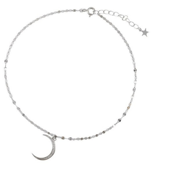 NEW 925 Silver Moon Adjustable Ankle Bracelet - Picture 9 of 11